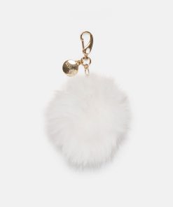 POM POM PLUSH BAG CHARM WHITE
