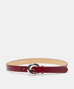CHUNKY CURVED BUCKLE BELT BURGUNDY