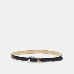 CRESCENT BUCKLE MIXED METAL BELT BLACK