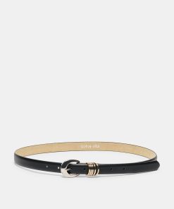 CRESCENT BUCKLE MIXED METAL BELT BLACK