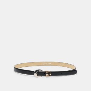 CRESCENT BUCKLE MIXED METAL BELT BLACK