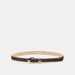 CRESCENT BUCKLE MIXED METAL BELT CHESTNUT