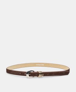 CRESCENT BUCKLE MIXED METAL BELT CHESTNUT