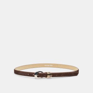 CRESCENT BUCKLE MIXED METAL BELT CHESTNUT