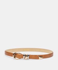 MIXED METAL BUCKLE BELT TAN