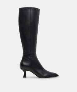 AUGGIE EXTRA WIDE CALF BOOTS BLACK LEATHER