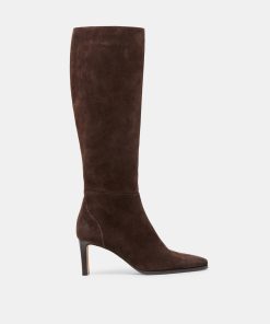 EMMI NARROW CALF BOOTS DK BROWN SUEDE