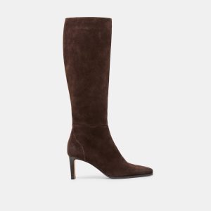 EMMI NARROW CALF BOOTS DK BROWN SUEDE