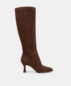 GYRA EXTRA WIDE CALF BOOTS DK BROWN SUEDE