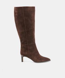 ALIMA EXTRA WIDE CALF BOOTS DK BROWN SUEDE