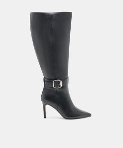 KINZY EXTRA WIDE CALF BOOTS BLACK LEATHER
