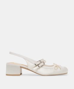 LORIS HEELS TRUE WHITE SATIN