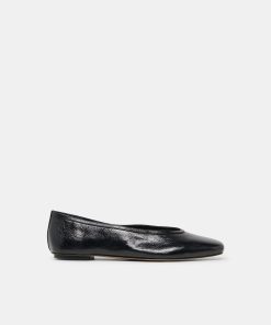 CARET BALLET FLATS BLACK LEATHER