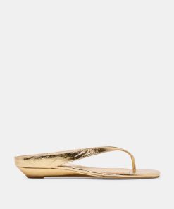 GIZEL SANDALS GOLD CRINKLE PATENT
