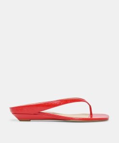 GIZEL SANDALS RED CRINKLE PATENT