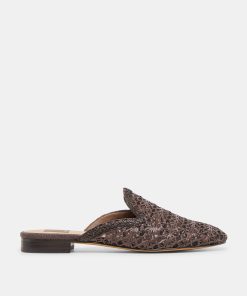 KIRT FLATS CHOCOLATE CROSS HATCH RAFFIA