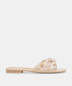 LIZZA SANDALS OATMEAL BEADED RAFFIA