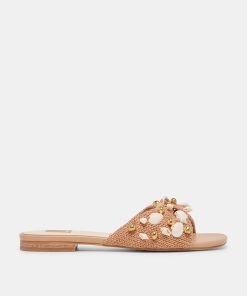 LIZZA SANDALS TOFFEE BEADED RAFFIA