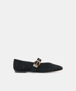 MIKELA BALLET FLATS ONYX PERFORATED SUEDE