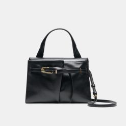 BORGO HANDBAG BLACK LEATHER