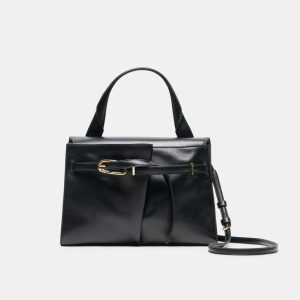 BORGO HANDBAG BLACK LEATHER