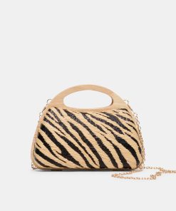 MAELIE HANDBAG BLACK NATURAL ZEBRA RAFFIA