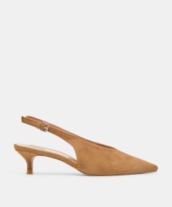 ALENNA HEELS LT BROWN SUEDE