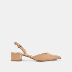 CAREL WIDE HEELS LT TAN CRINKLE PATENT LEATHER