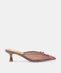 CLEO HEELS COGNAC PLAID MESH