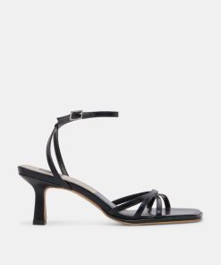 MANJI WIDE HEELS MIDNIGHT PATENT LEATHER