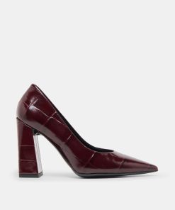 MISTY HEELS BURGUNDY CROCO EMBOSSED LEATHER