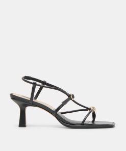 MYLEE WIDE HEELS BLACK LEATHER
