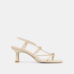 MYLEE WIDE HEELS CREME LEATHER