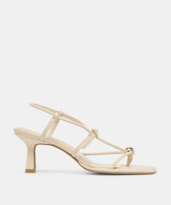 MYLEE WIDE HEELS CREME LEATHER