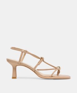 MYLEE WIDE HEELS LIGHT TAN LEATHER