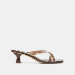 BREVEL VINYL WIDE HEELS DK BROWN JELLY