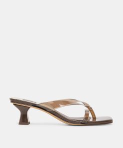 BREVEL VINYL WIDE HEELS DK BROWN JELLY