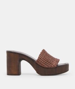 CELEST HEELS CHOCOLATE RAFFIA