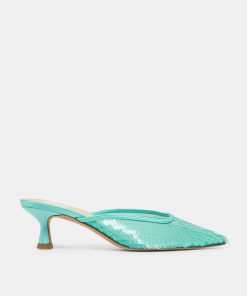 CLEO SEQUIN HEELS AQUA SEQUIN
