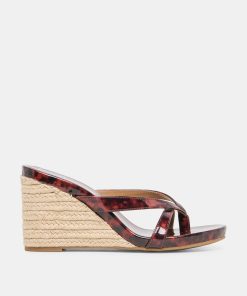 HELAN ESPADRILLE WEDGES TORTOISE PATENT LEATHER