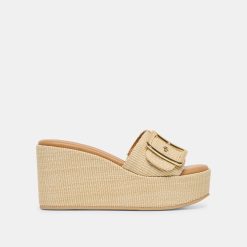 JILIAN WIDE WEDGES LT NATURAL RAFFIA