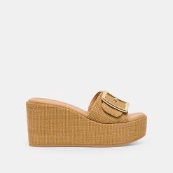JILIAN WEDGES MOCHA RAFFIA