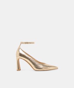 KARSIN HEELS GOLD EMBOSSED LEATHER