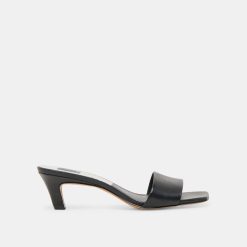 REXA WIDE HEELS BLACK LEATHER