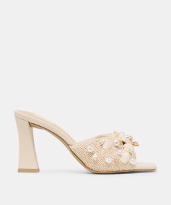 TYLAH HEELS OATMEAL BEADED RAFFIA