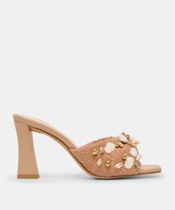 TYLAH HEELS TOFFEE BEADED RAFFIA