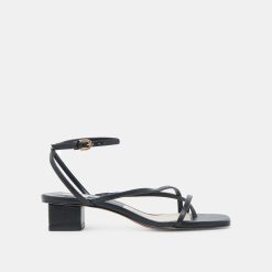 KARLOS WIDE SANDALS BLACK LEATHER