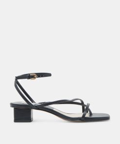 KARLOS WIDE SANDALS BLACK LEATHER