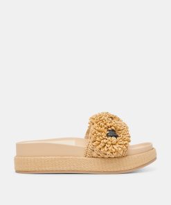 SIDONA FLOWER SANDALS LT NATURAL RAFFIA
