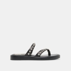 AMARY STUD SANDALS BLACK LEATHER